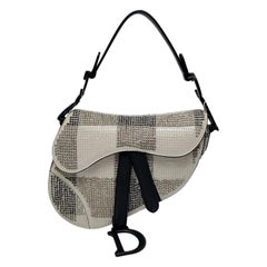 Dior Saddle Mini Black and White checkered Pattern Sequins