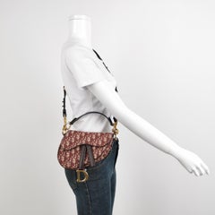 Dior Saddle Mini Burgundy Oblique Monogram Canvas with Strap