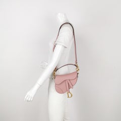 Dior Saddle Mini Cherry Blossom Pink Grained Leather GHW con cinturino