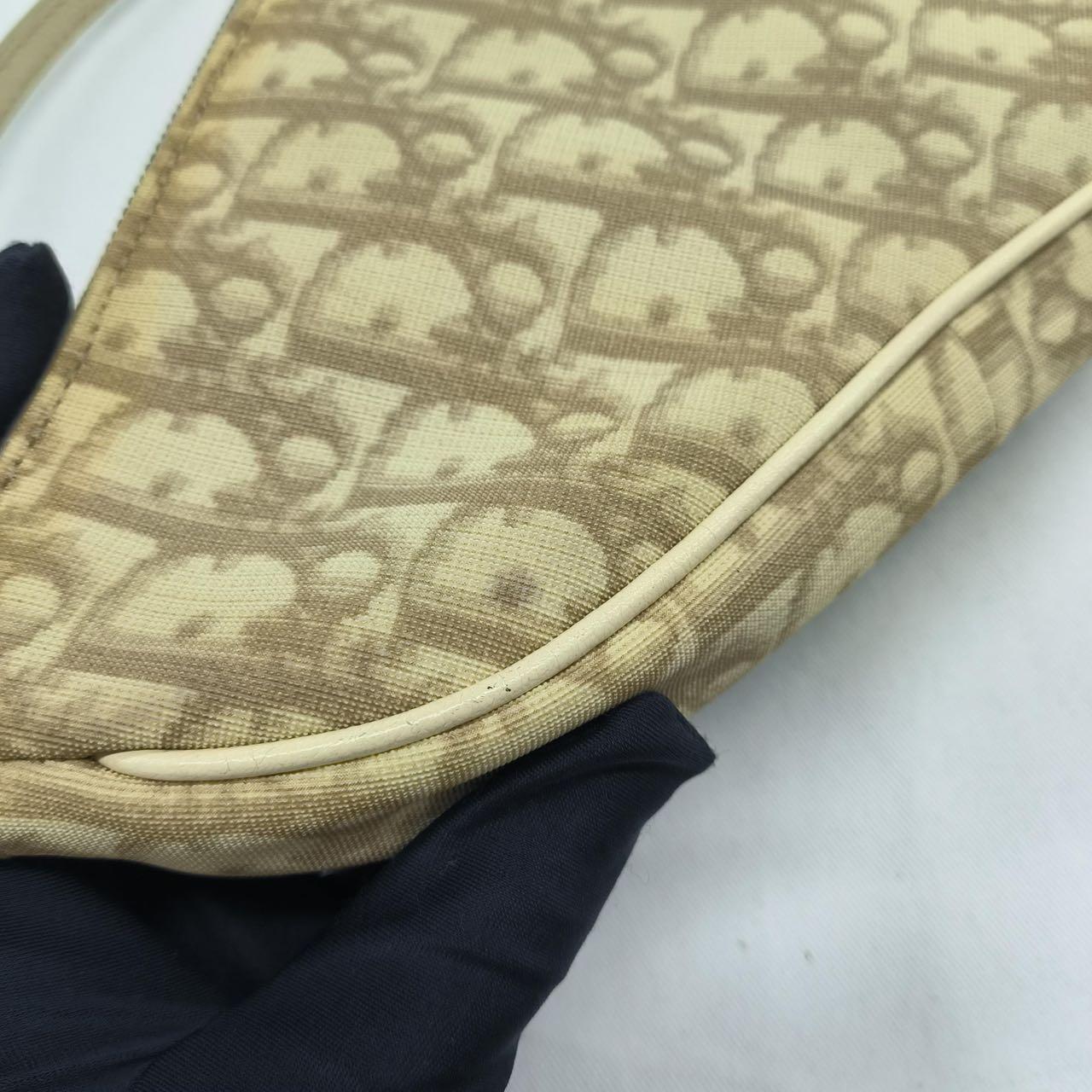 Dior Saddle Mini Classic Cream White Broderie fleurie oblique en vente 7