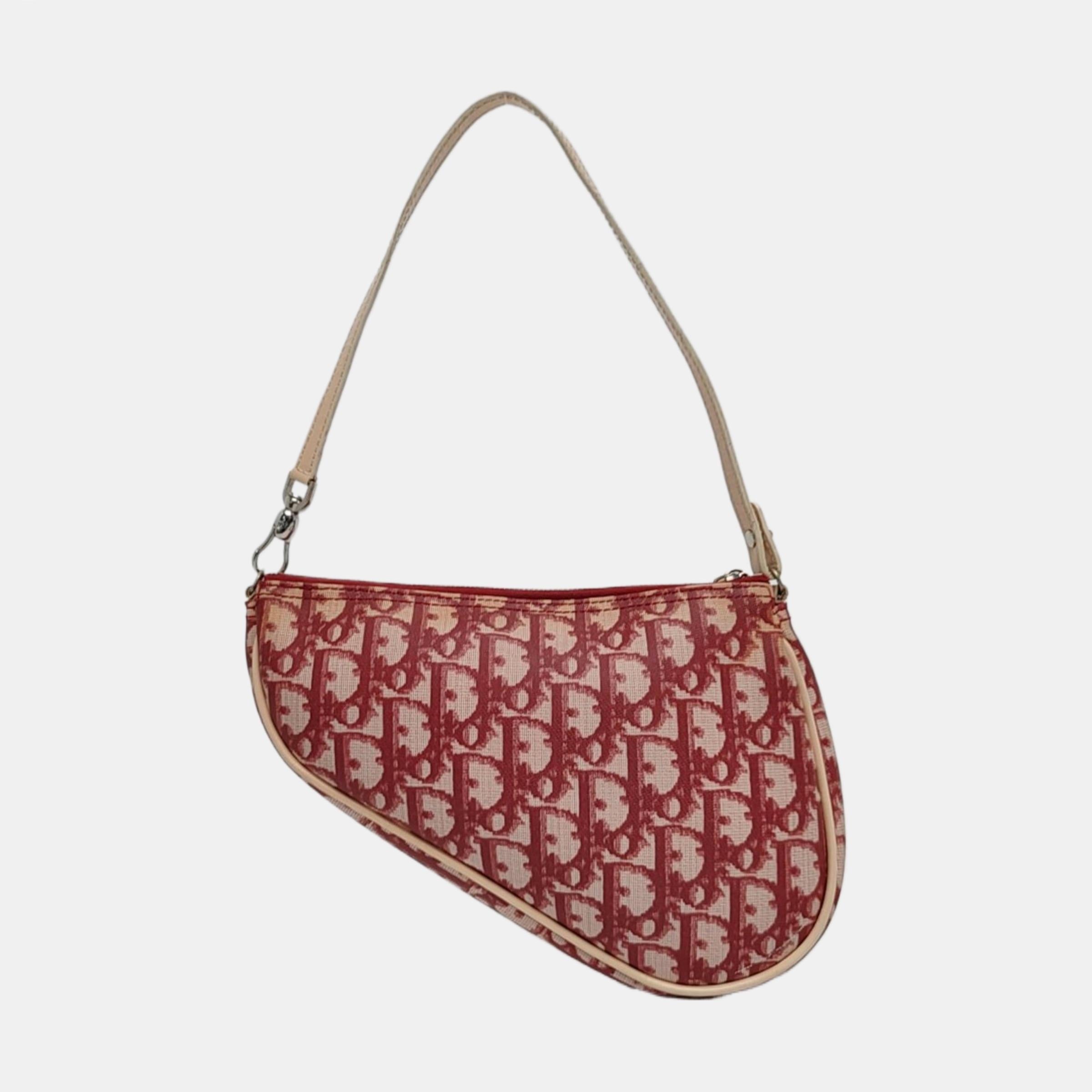 Women's Dior Saddle Mini Classic Red Oblique Monogram Clutch Bag