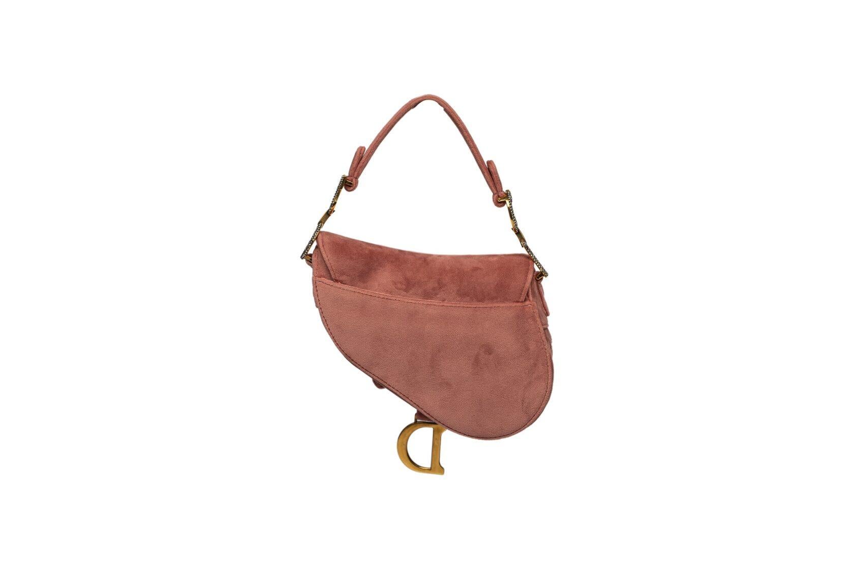 Dior Saddle Mini Dusty Rose with Rhinestones For Sale 10