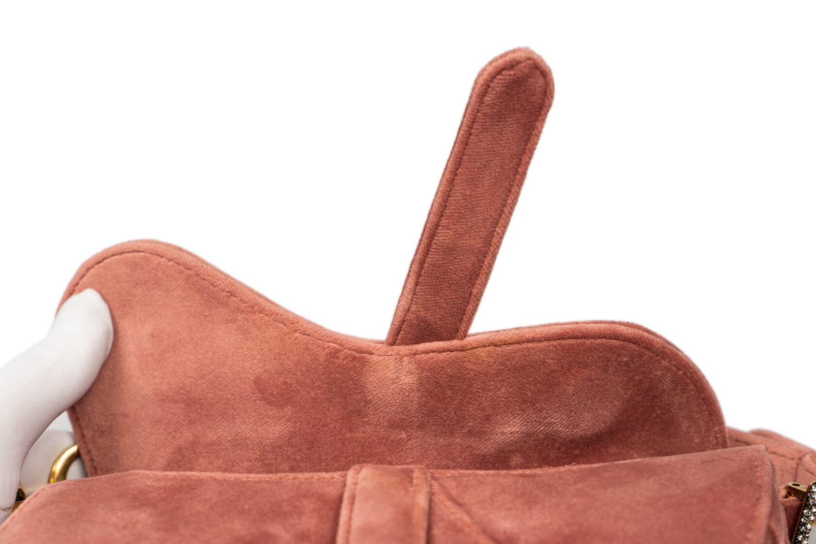 Dior Saddle Mini Dusty Rose with Rhinestones For Sale 1