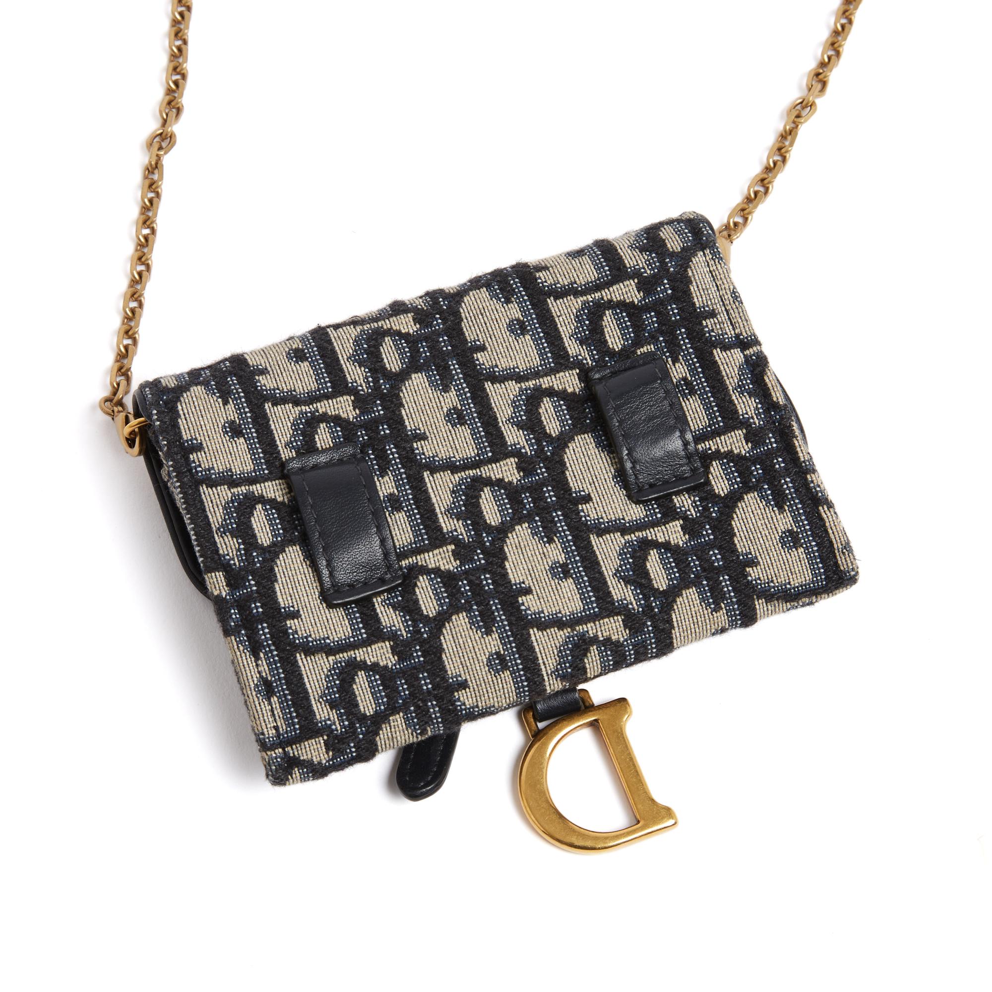 Women's or Men's Dior Saddle Mini Pochette Oblique Blue Jacquard Wallet on Chain or Bag on Belt