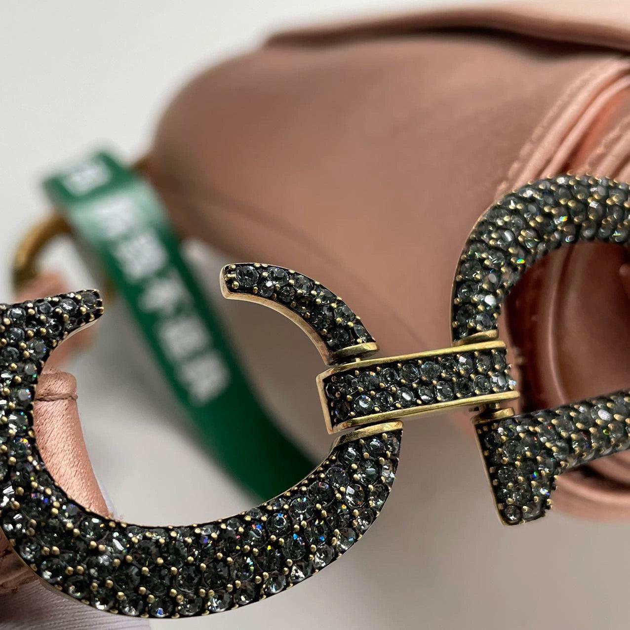Dior Saddle Mini Silk 2019 Pink with crystals For Sale 6