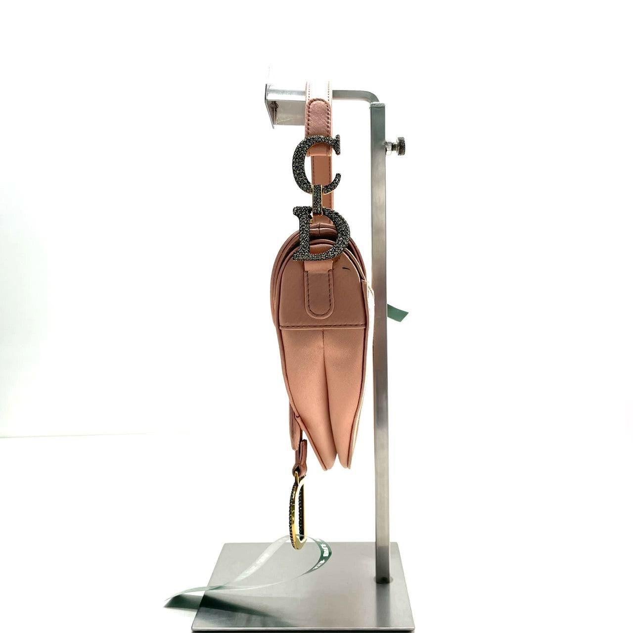 Dior Saddle Mini Silk 2019 Pink with crystals For Sale 1