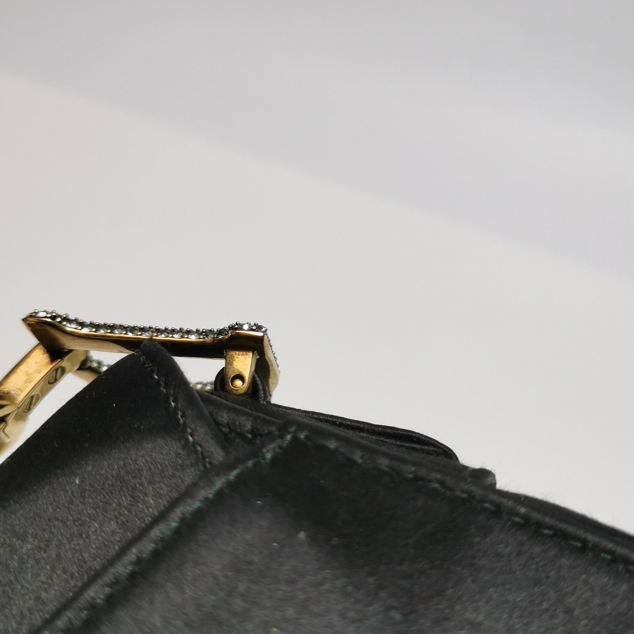 Dior Saddle Mini Silk Black with Crystal Embedded Buckles For Sale 6