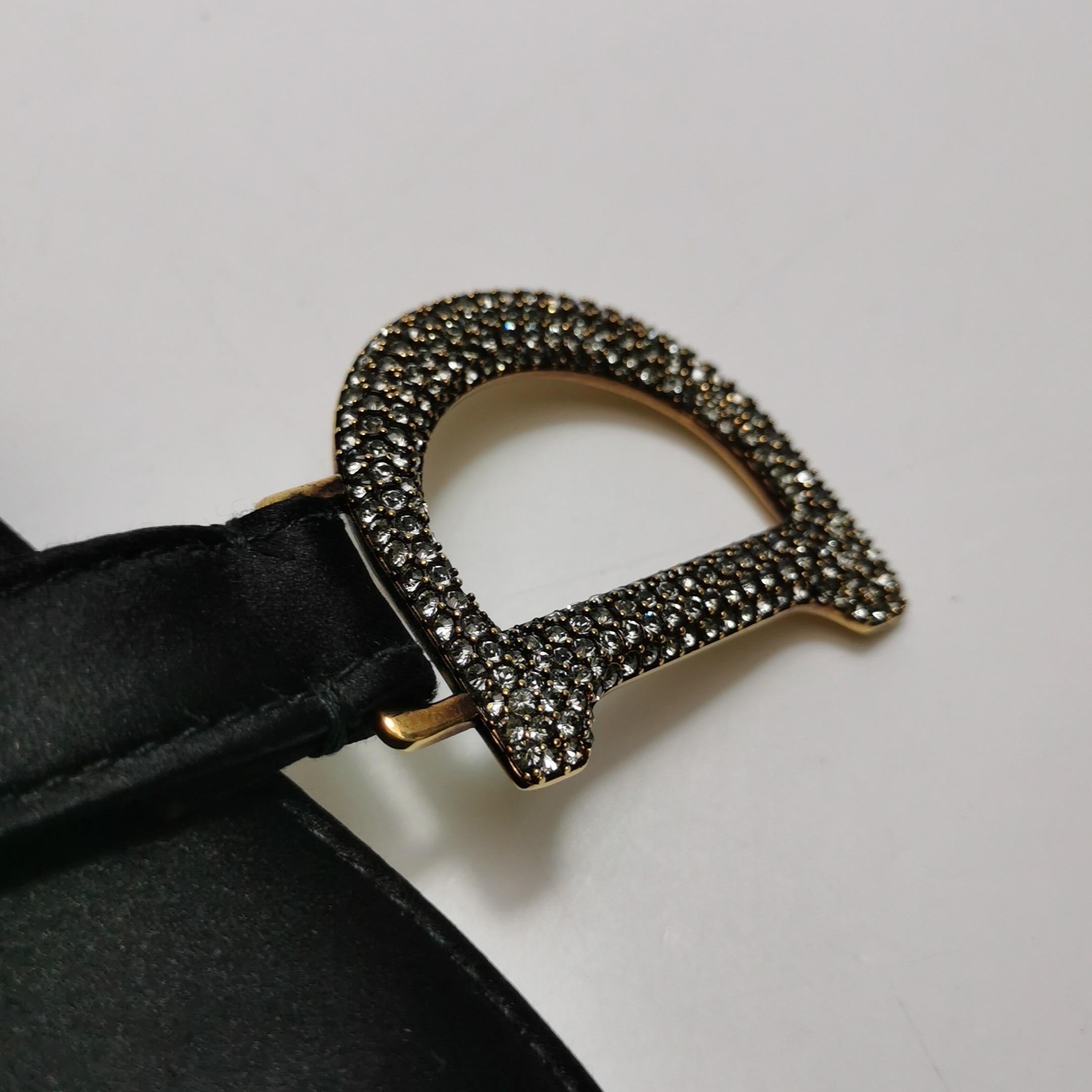 Dior Saddle Mini Silk Black with Crystal Embedded Buckles For Sale 9