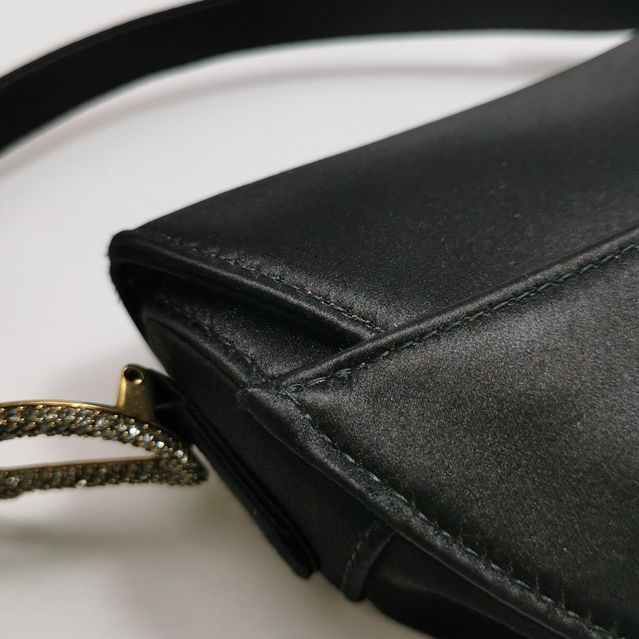 Dior Saddle Mini Silk Black with Crystal Embedded Buckles For Sale 12