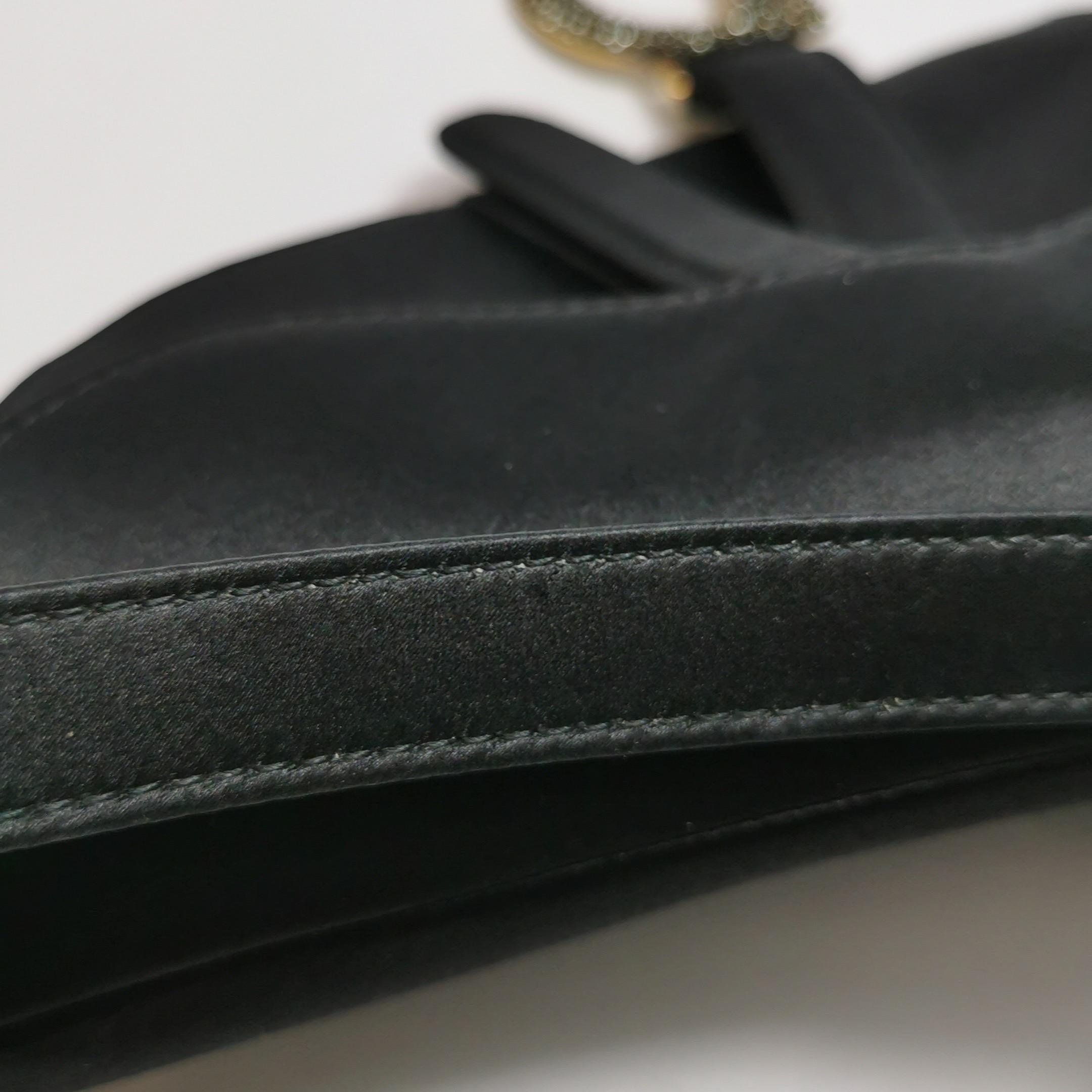Dior Saddle Mini Silk Black with Crystal Embedded Buckles For Sale 14
