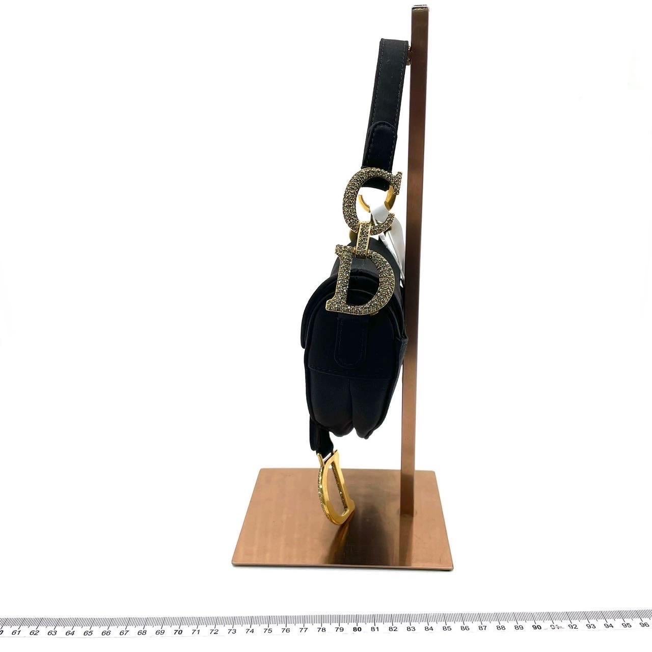 Dior Saddle Mini Silk Black avec boucles incrustées de cristal Pour femmes en vente