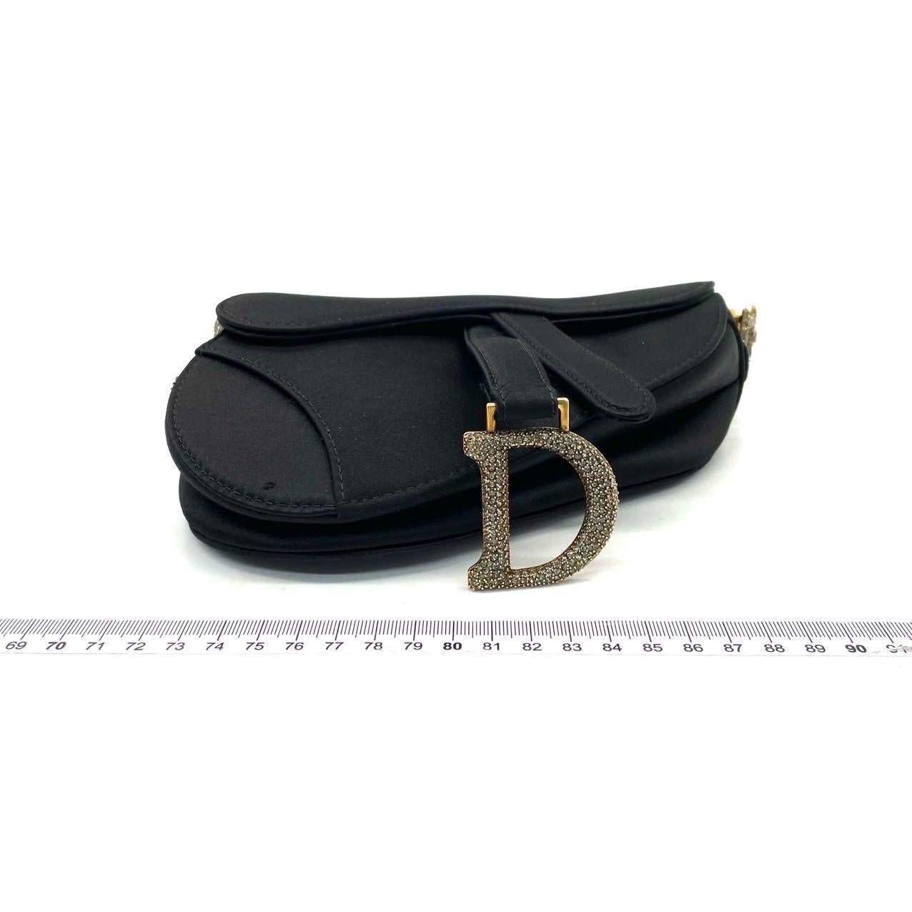 Dior Saddle Mini Silk Black avec boucles incrustées de cristal en vente 2