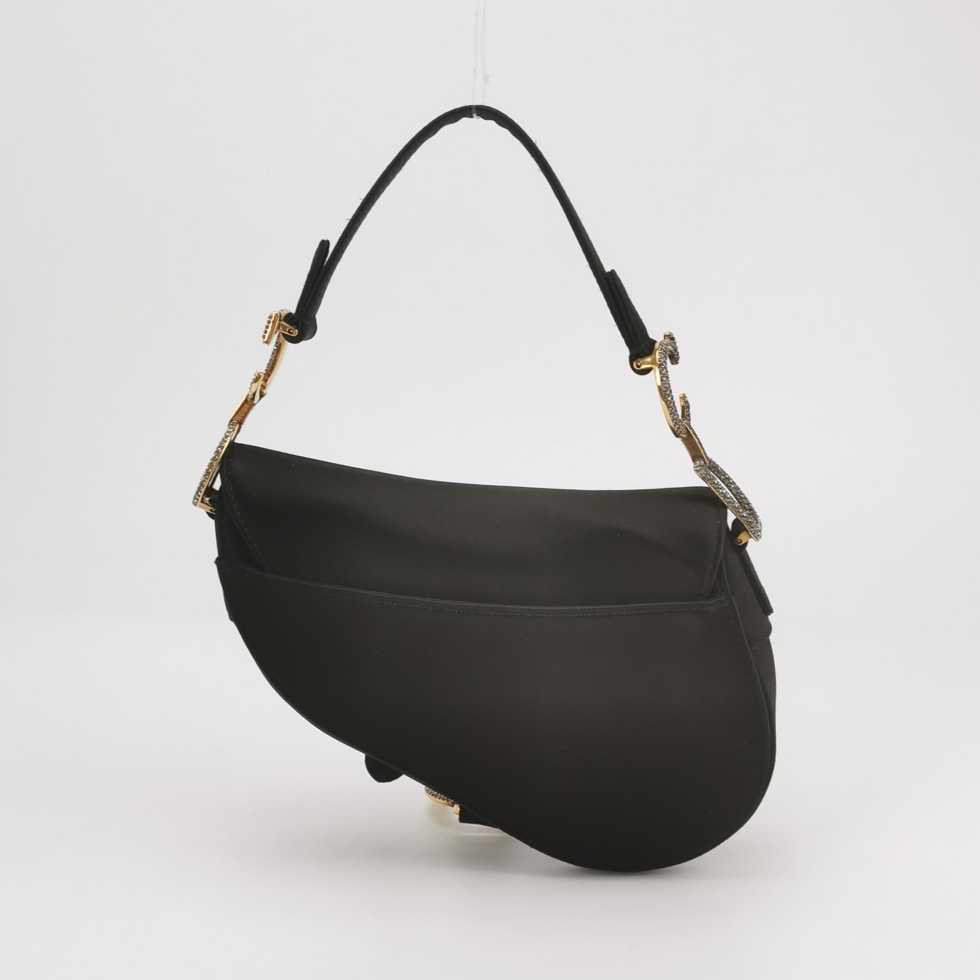 Dior Saddle Mini Silk Black with Crystal Embedded Buckles For Sale 2