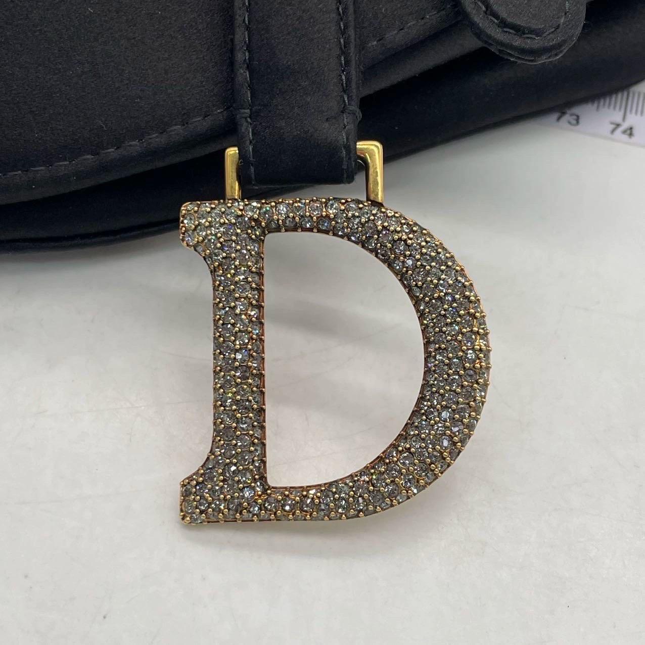 Dior Saddle Mini Silk Black avec boucles incrustées de cristal en vente 4