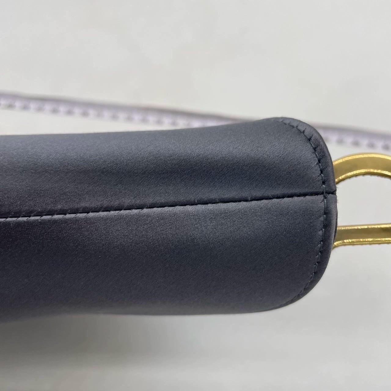 Dior Saddle Mini Silk Blue Grey with Crystal Embedded Buckles en vente 6