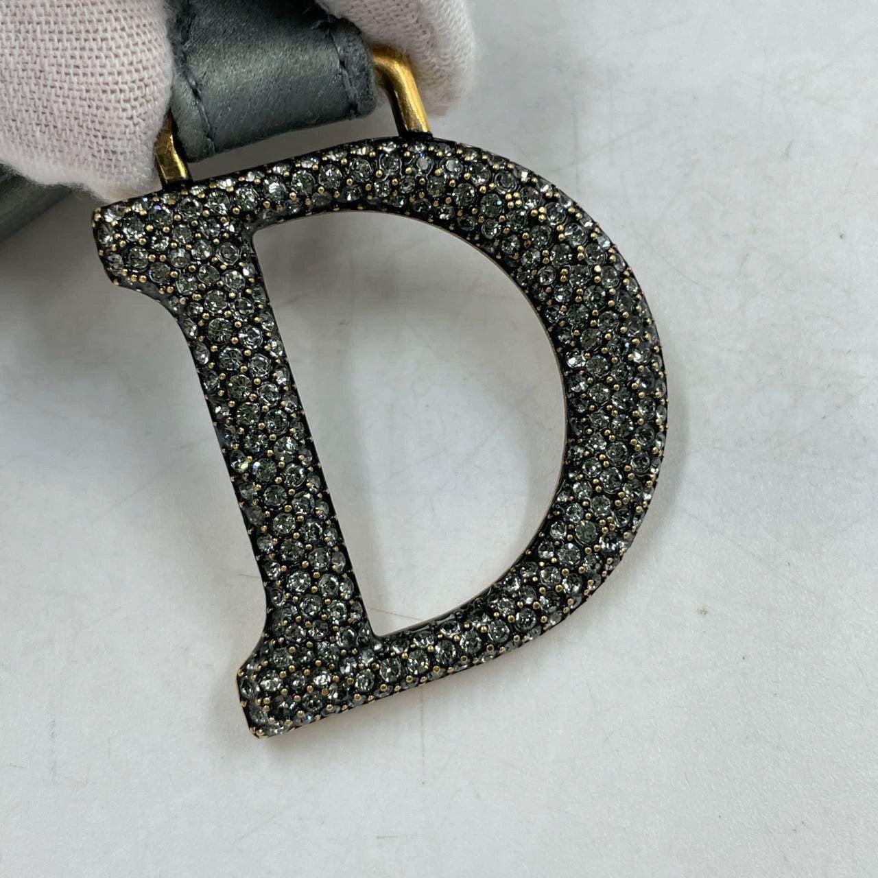 Dior Saddle Mini Silk Blue Grey with Crystal Embedded Buckles 6