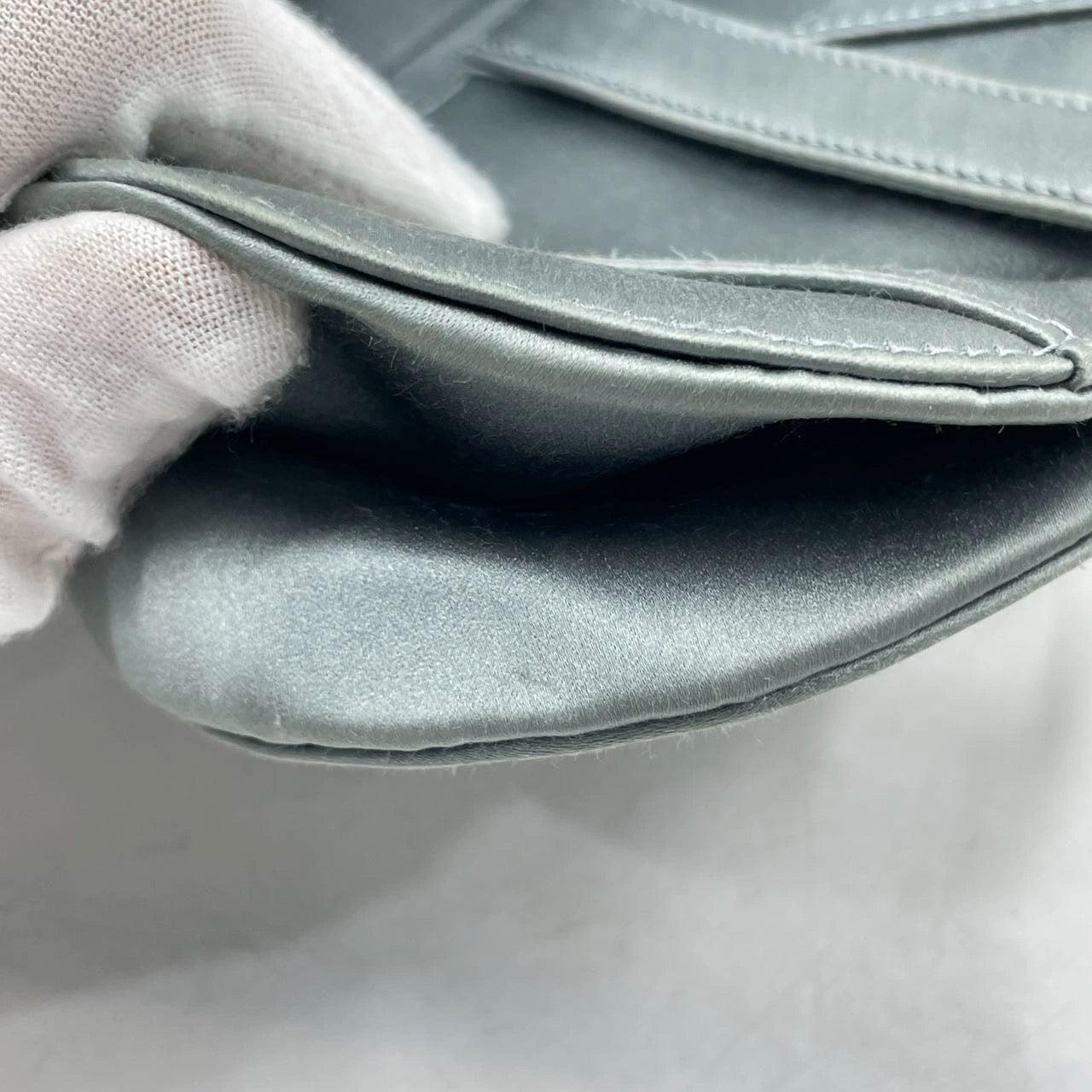 Dior Saddle Mini Silk Blue Grey with Crystal Embedded Buckles 8