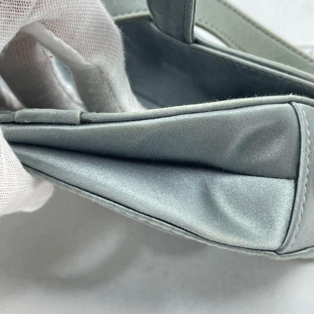 Dior Saddle Mini Silk Blue Grey with Crystal Embedded Buckles 9