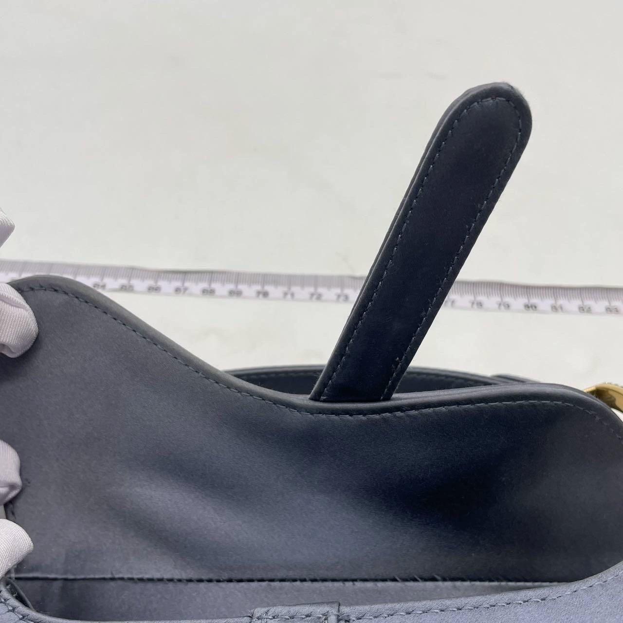 Dior Saddle Mini Silk Blue Grey with Crystal Embedded Buckles en vente 10