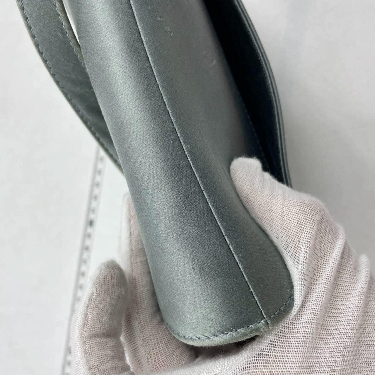 Dior Saddle Mini Silk Blue Grey with Crystal Embedded Buckles 14