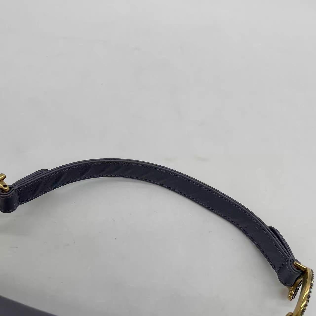 Dior Saddle Mini Silk Blue Grey with Crystal Embedded Buckles en vente 15