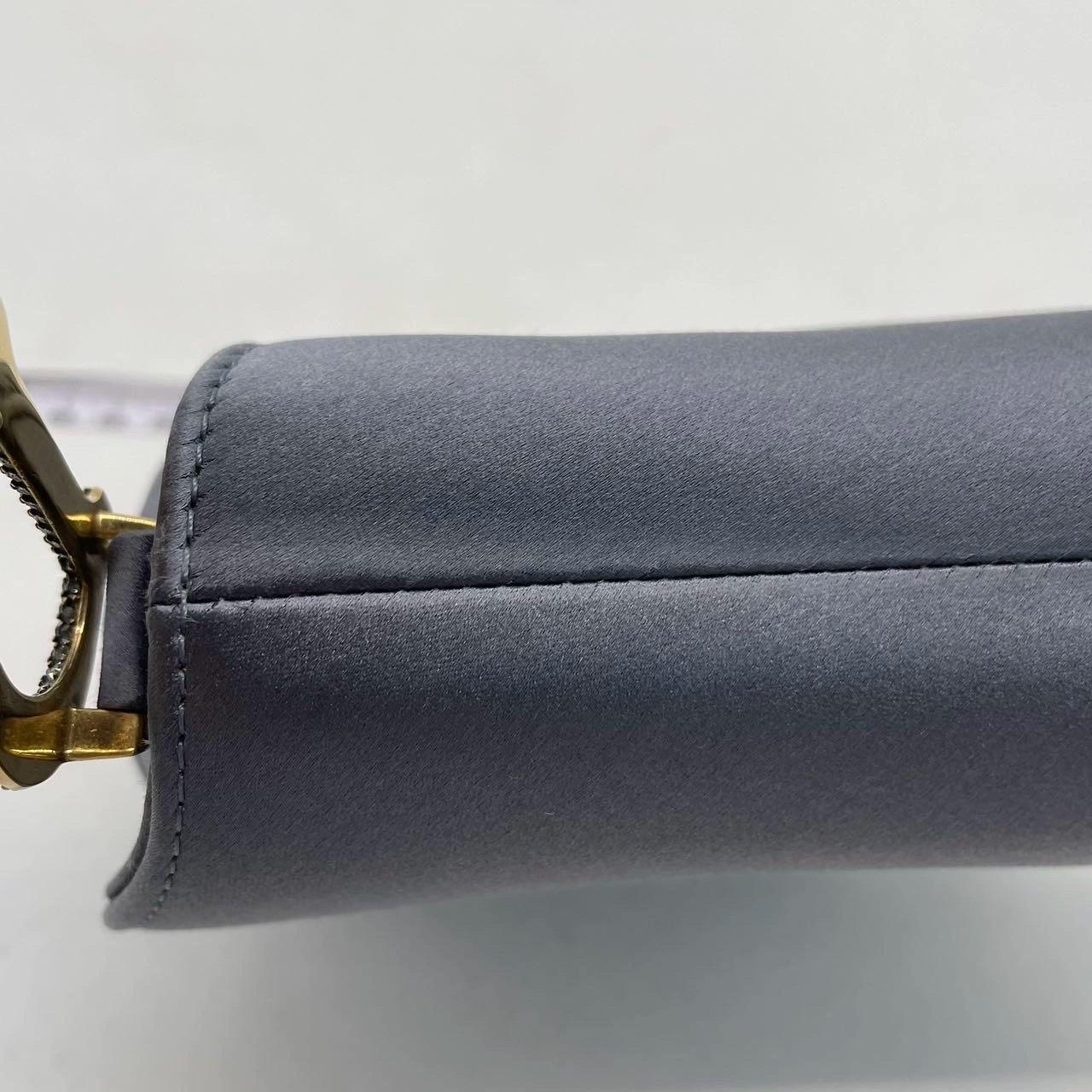 Dior Saddle Mini Silk Blue Grey with Crystal Embedded Buckles en vente 16