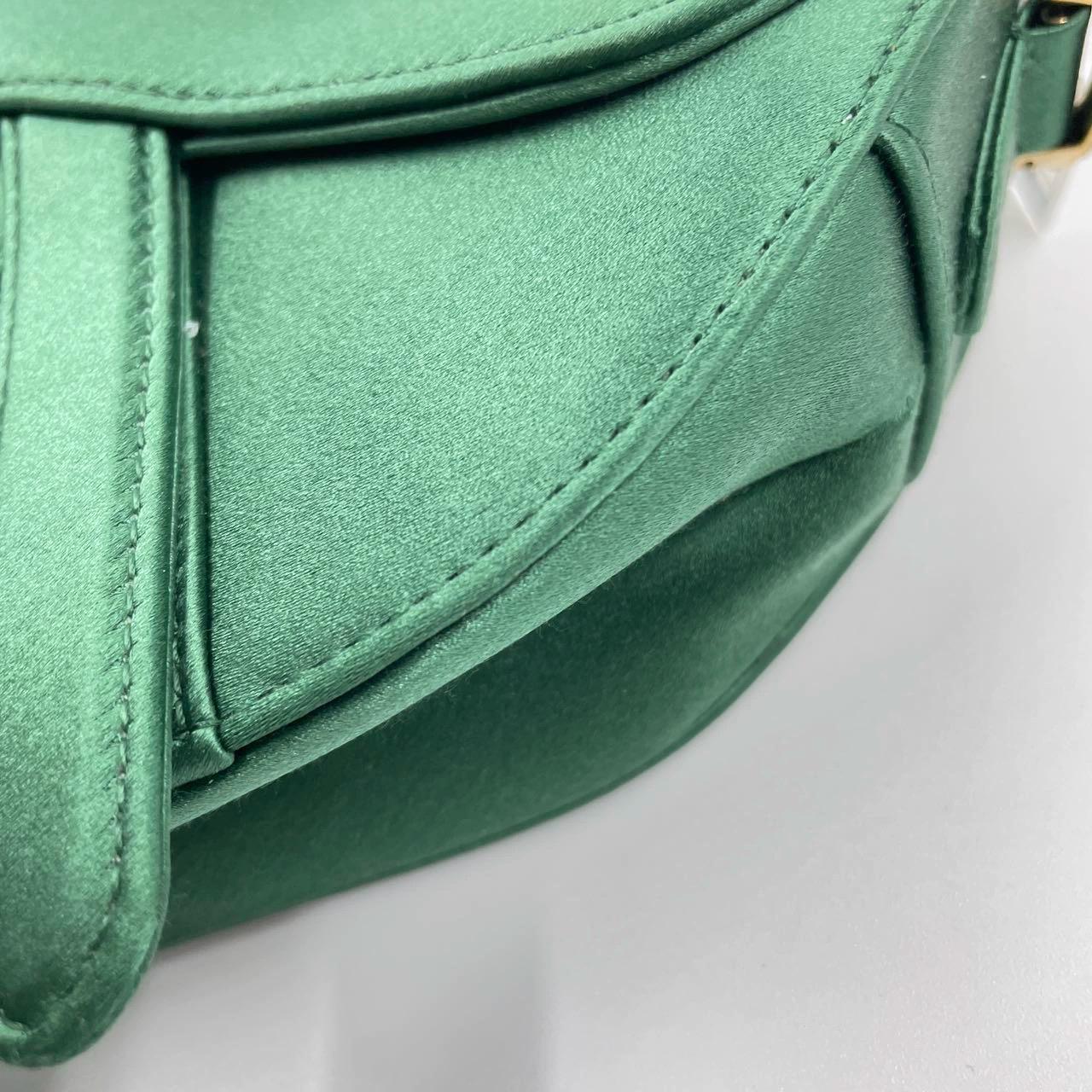 Dior Saddle Mini Silk Emerald Green with crystals For Sale 7