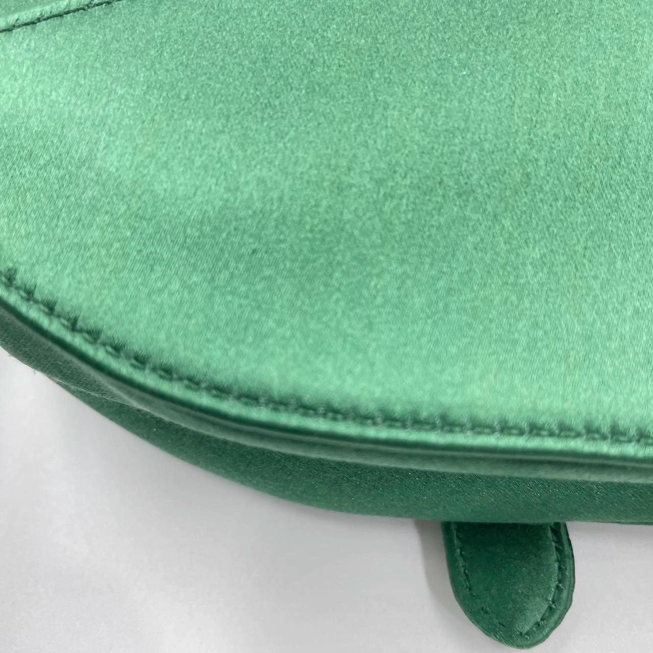 Dior Saddle Mini Silk Emerald Green with crystals For Sale 8