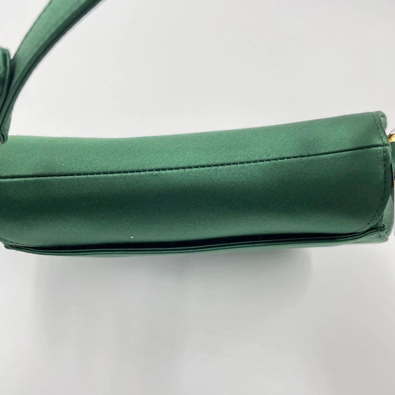 Women's Dior Saddle Mini Silk Emerald Green with crystals For Sale