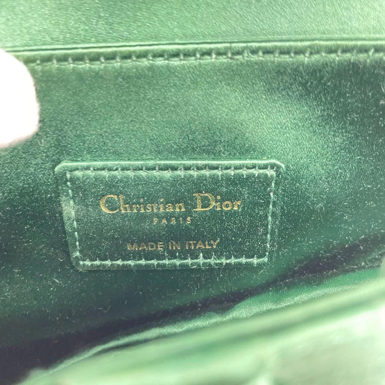 Dior Saddle Mini Silk Emerald Green with crystals 5