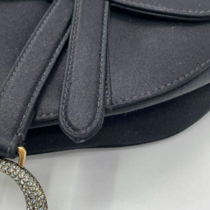 Dior Saddle Mini Silk Handbag Black with crystals 6