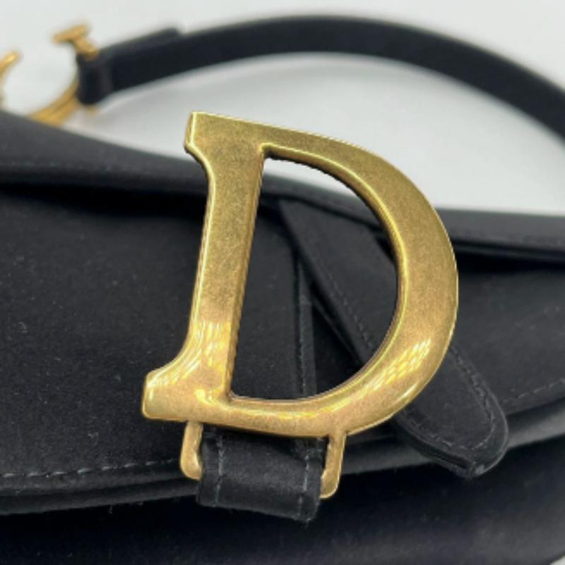 Dior Saddle Mini Silk Handbag Black with crystals 7