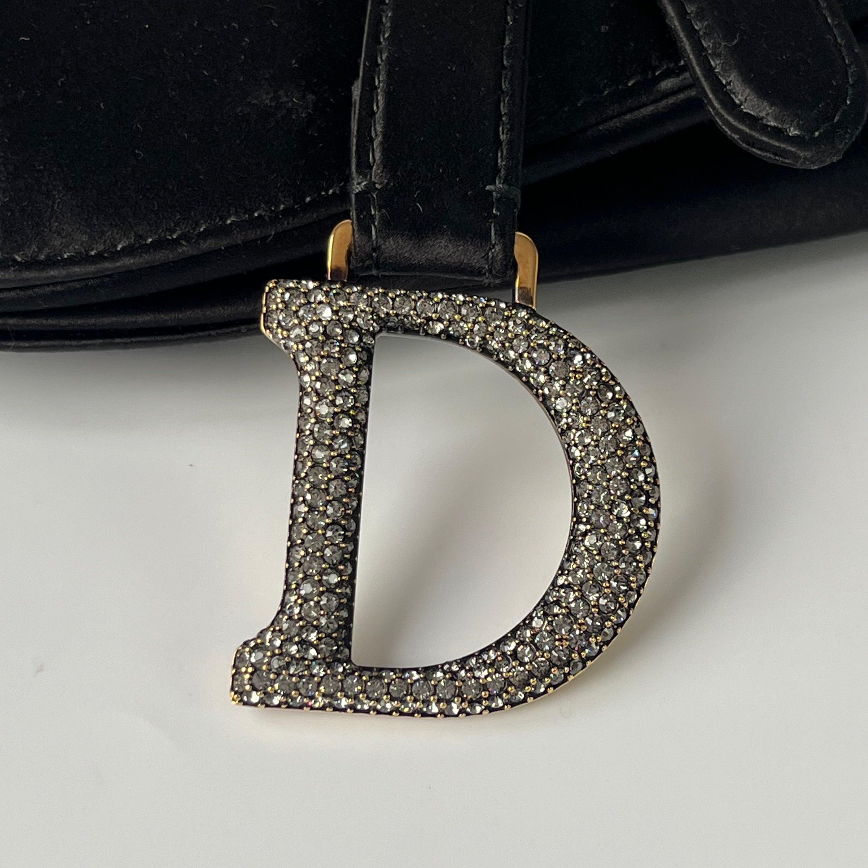 Dior Saddle Mini Silk Handbag Black with crystals 8
