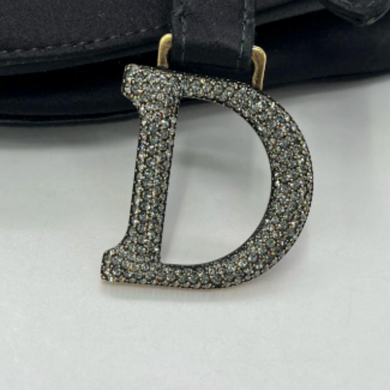 Dior Saddle Mini Silk Handbag Black with crystals 10