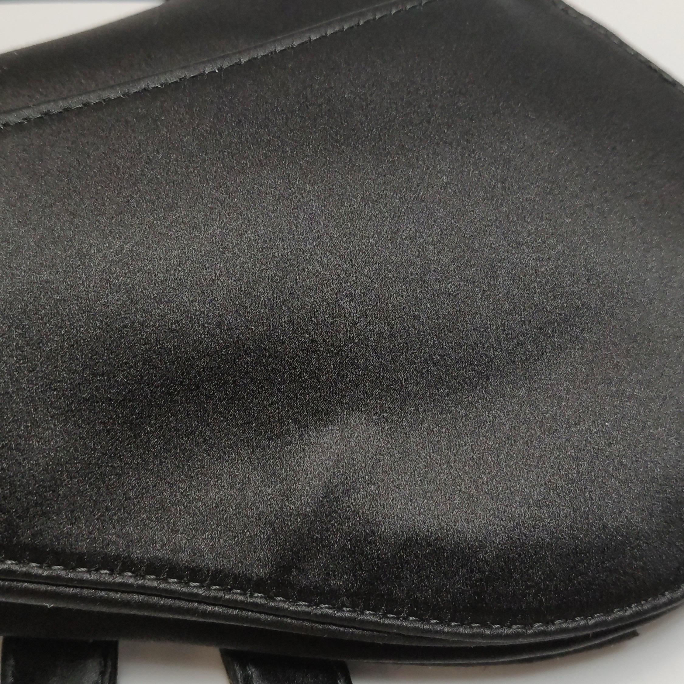 Dior Saddle Mini Silk Handbag Black with crystals For Sale 12