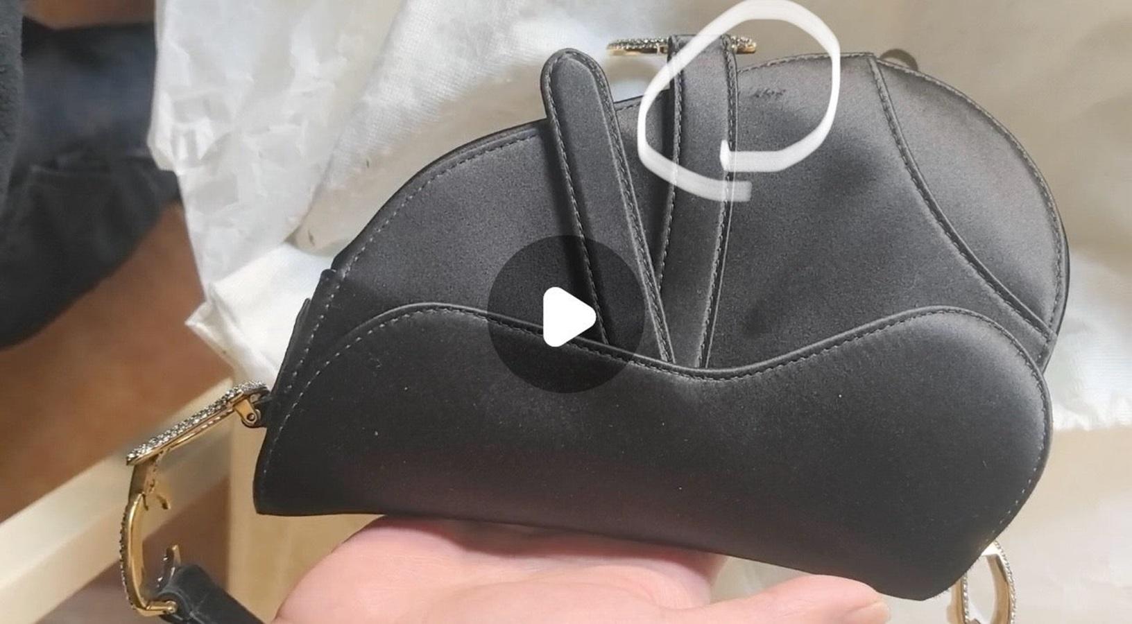 Dior Saddle Mini Silk Handbag Black with crystals 13