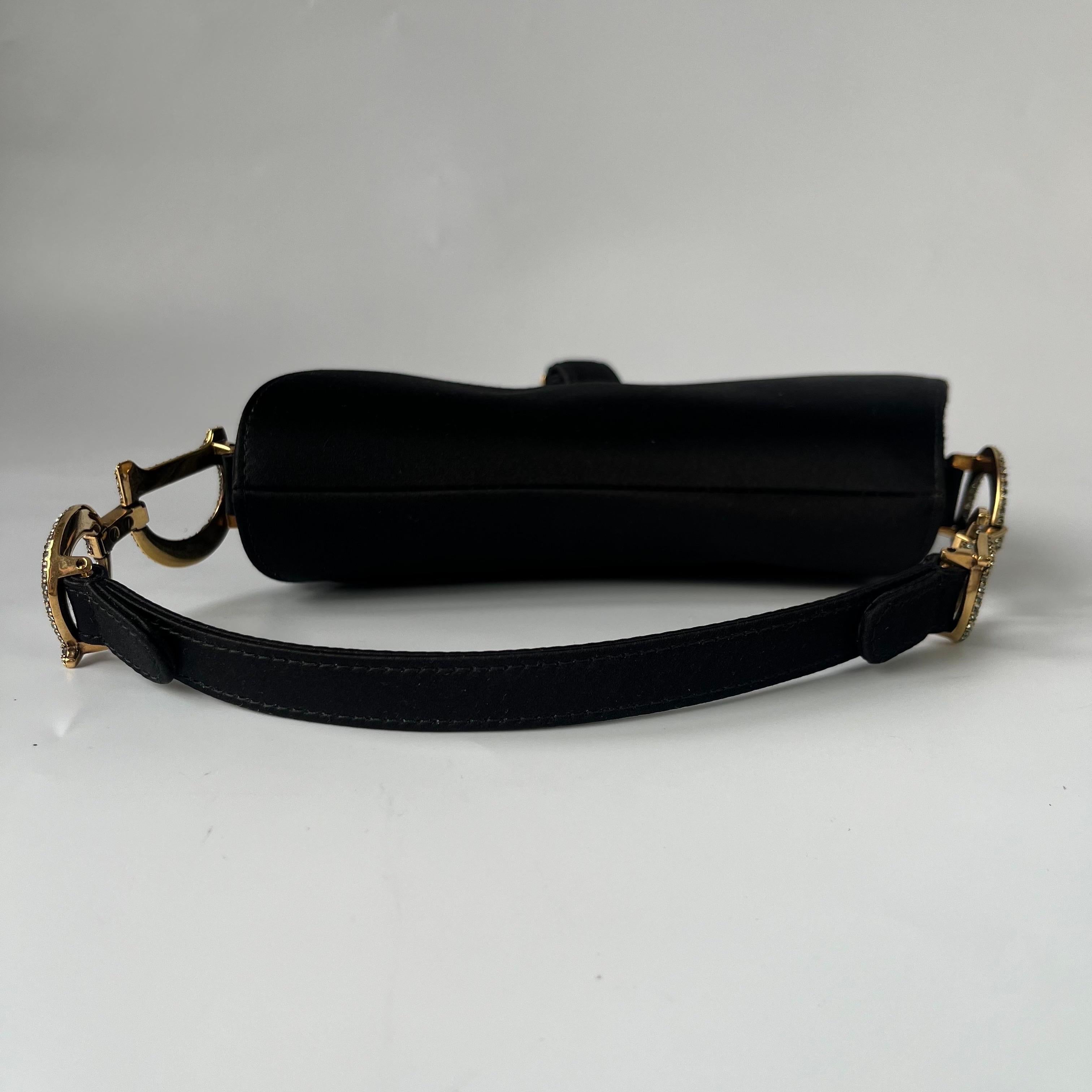 Dior Saddle Mini Silk Handbag Black with crystals 14