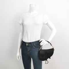 Dior Saddle Mini Bolso de Seda Negro con cristales