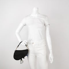 Dior Saddle Mini Bolso de Seda Negro con cristales