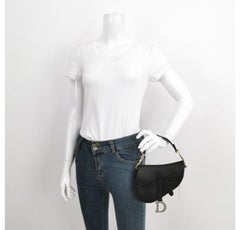 Dior Saddle Mini Bolso de Seda Negro con cristales