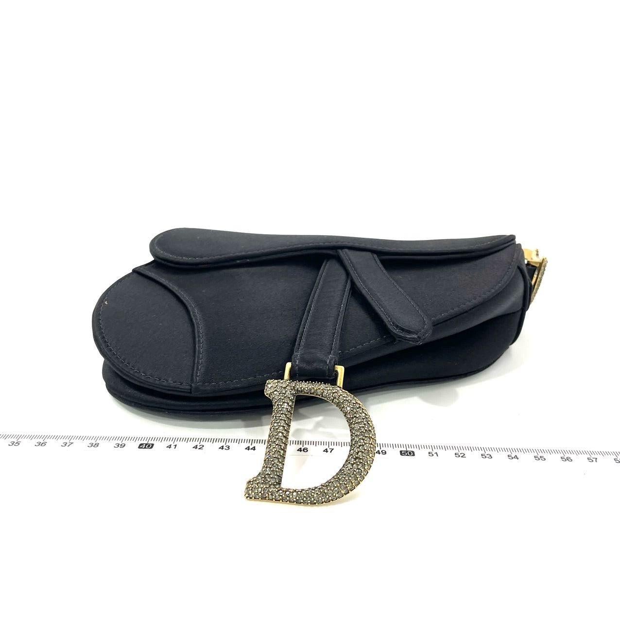 Women's Dior Saddle Mini Silk Handbag Black with crystals For Sale