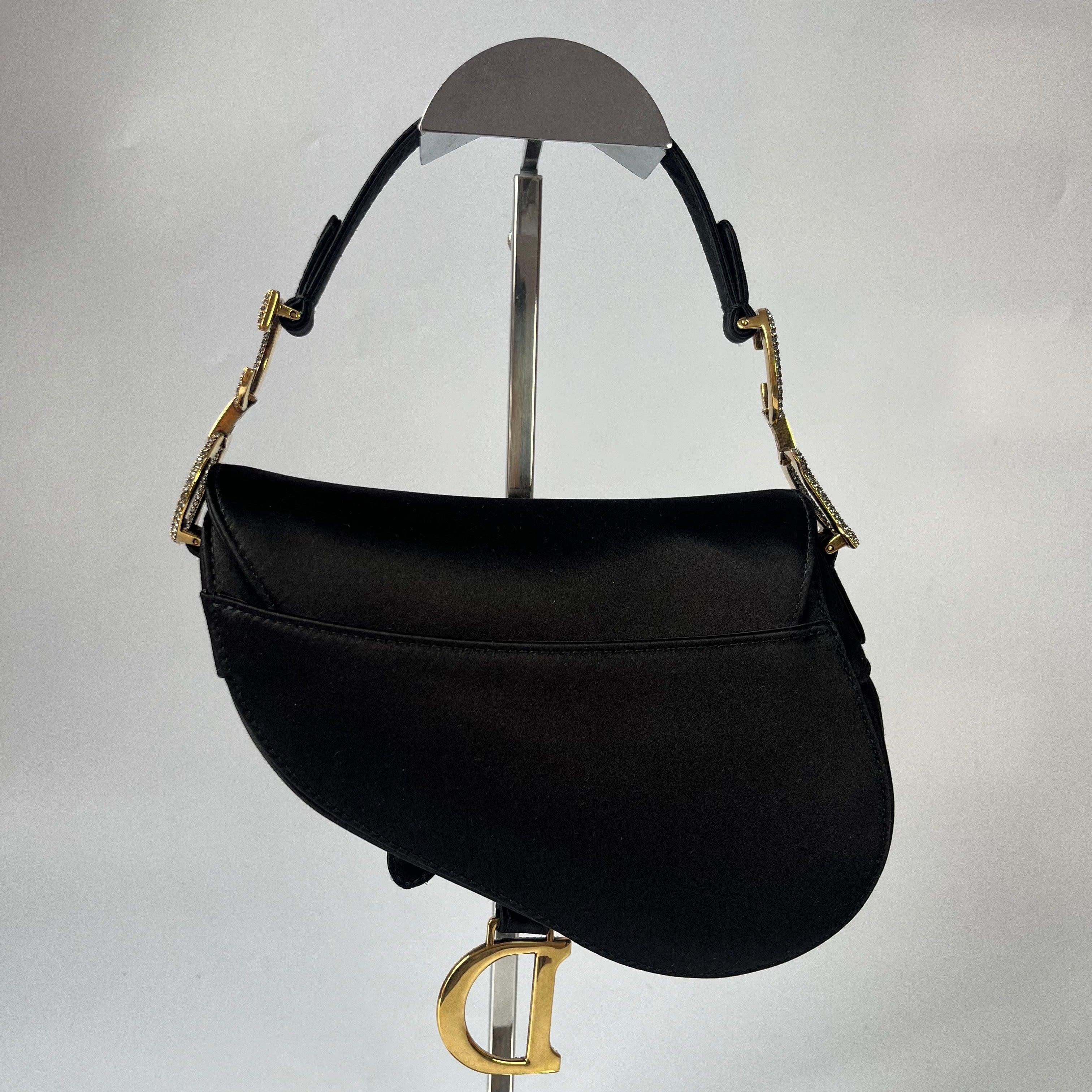 Dior Saddle Mini Silk Handbag Black with crystals 1