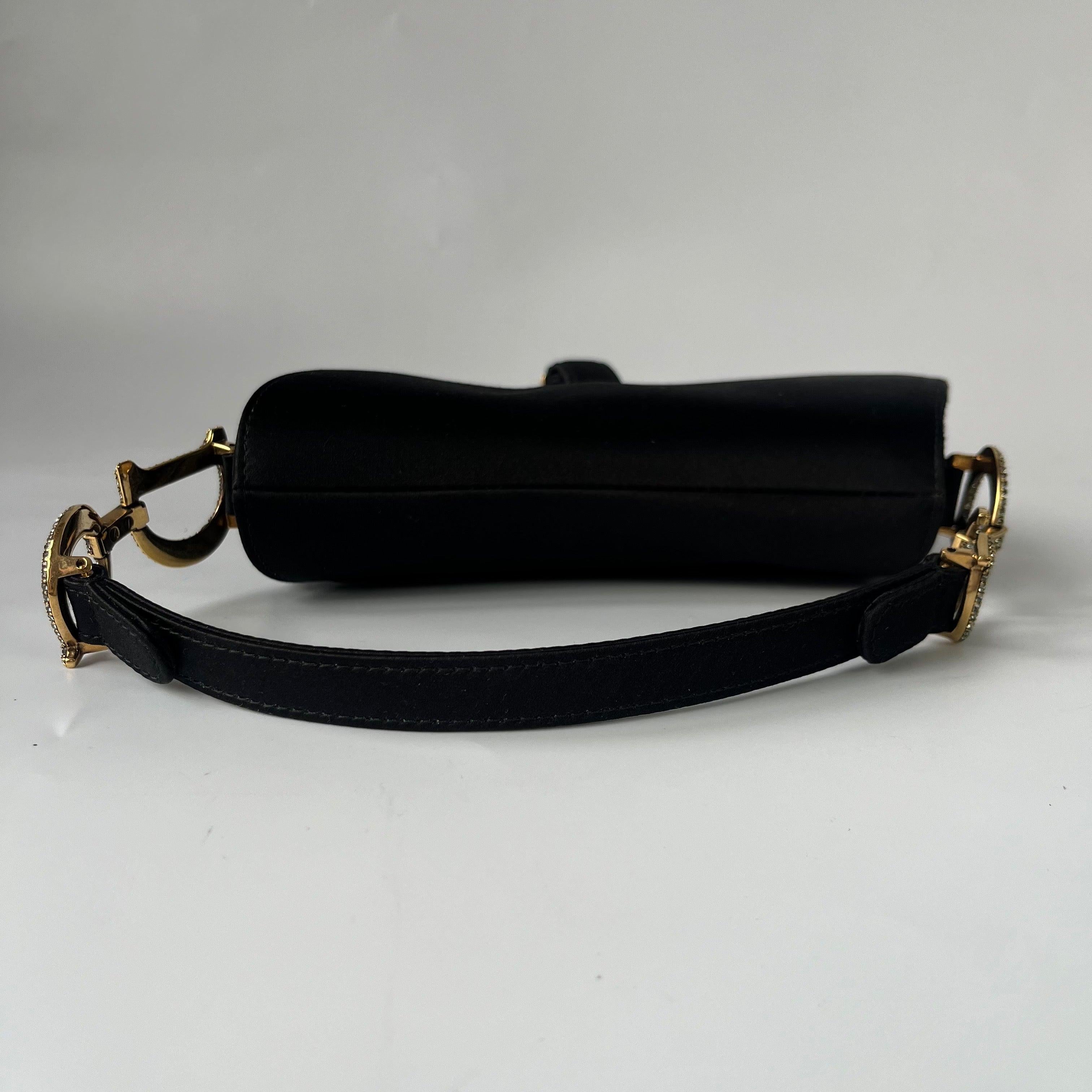 Dior Saddle Mini Silk Handbag Black with crystals 2