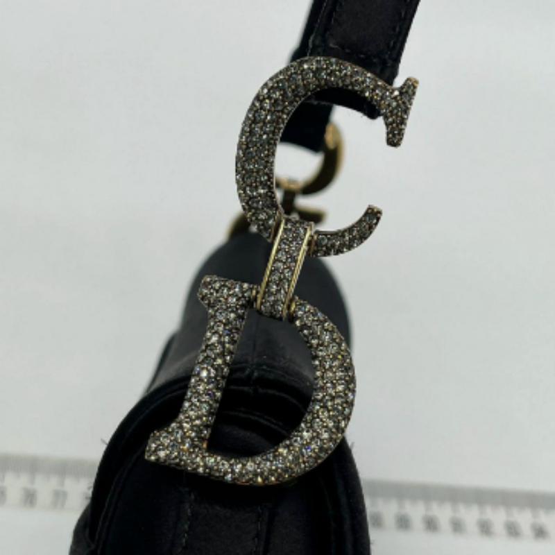 Dior Saddle Mini Silk Handbag Black with crystals 3
