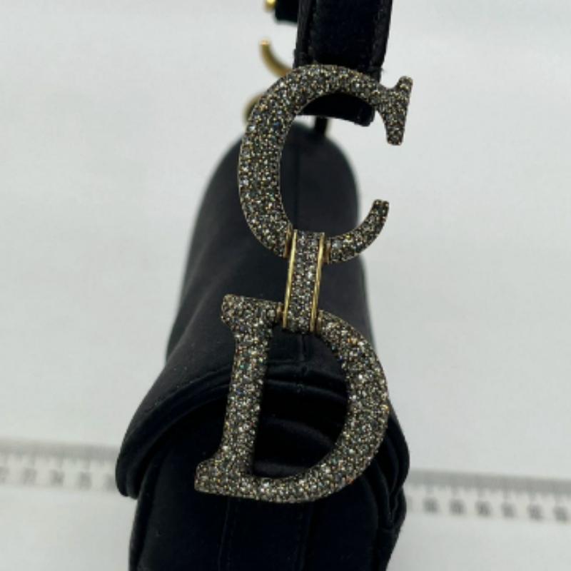 Dior Saddle Mini Silk Handbag Black with crystals 4