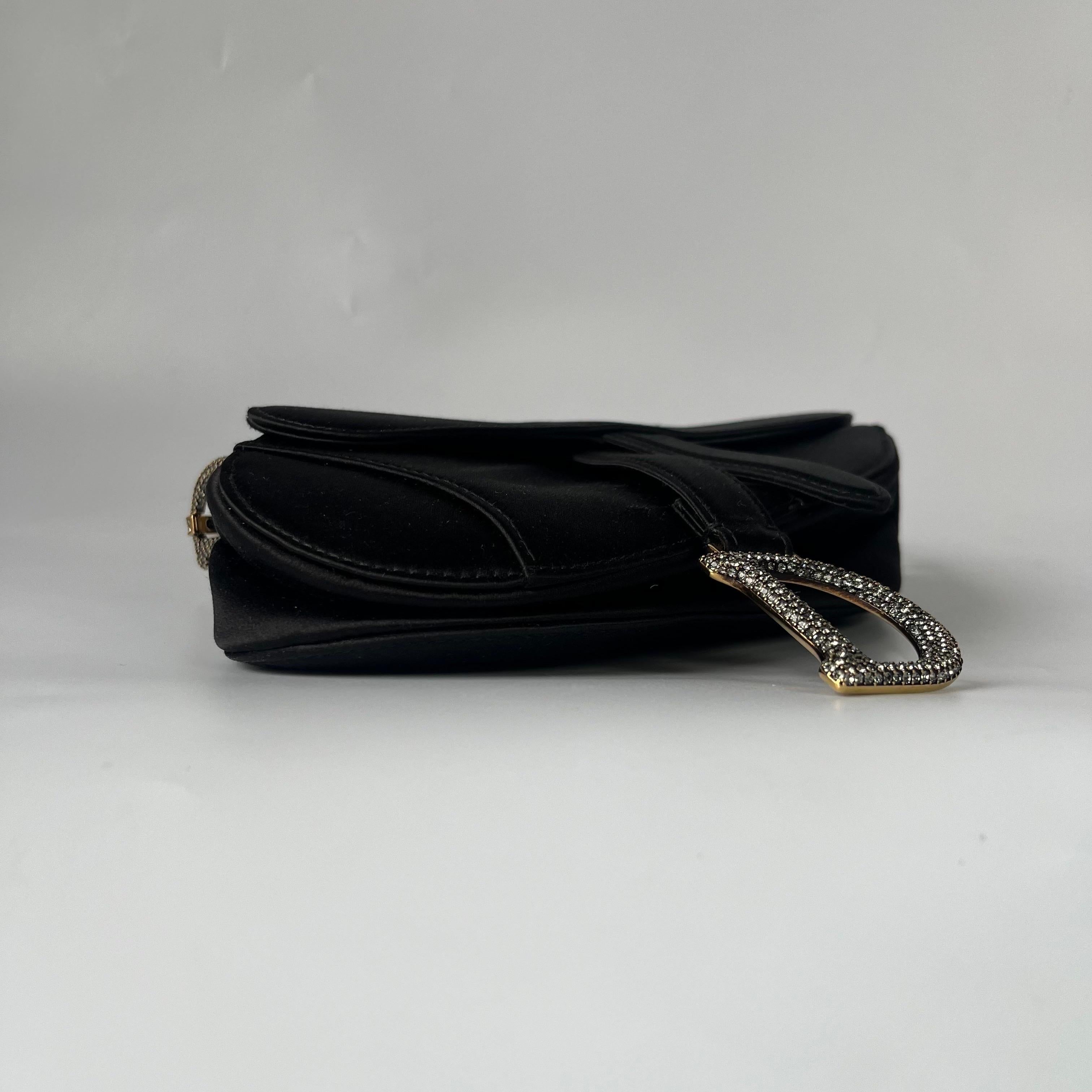 Dior Saddle Mini Silk Handbag Black with crystals 4