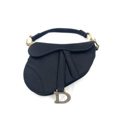 Dior Saddle Mini Silk Handbag Black with crystals