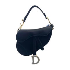 Dior Saddle Mini Silk Handbag Black with crystals