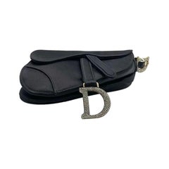 Dior Saddle Mini Silk Handbag Black with crystals