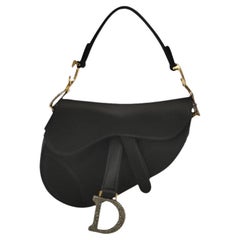 Dior Sattel Mini-Handtasche aus Seide mit Kristallen Schwarz